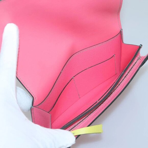 HERMES Camille Long Wallet Leather Pink Silver Auth 142388M - Picture 9 of 16